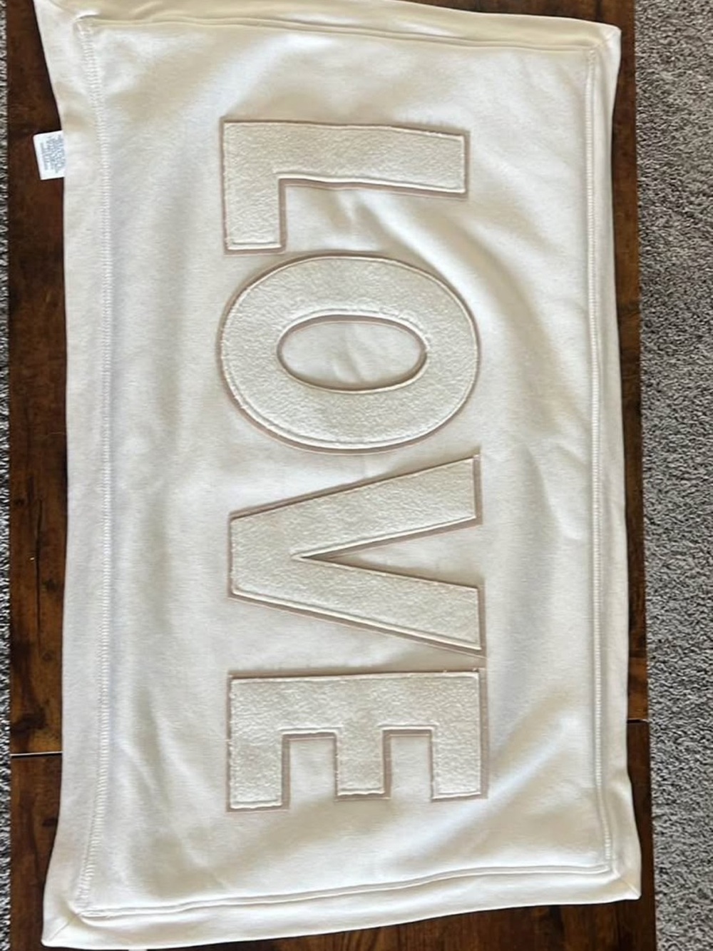 Pottery Barn Cream "LOVE" Embroidered Pillow Sham